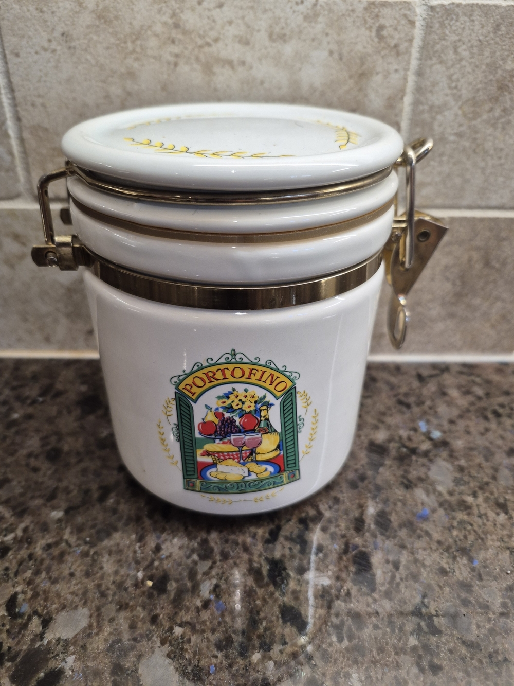Ceramic Canister Himark Portofino Italy Coffee Jar Tea Kitchen Container